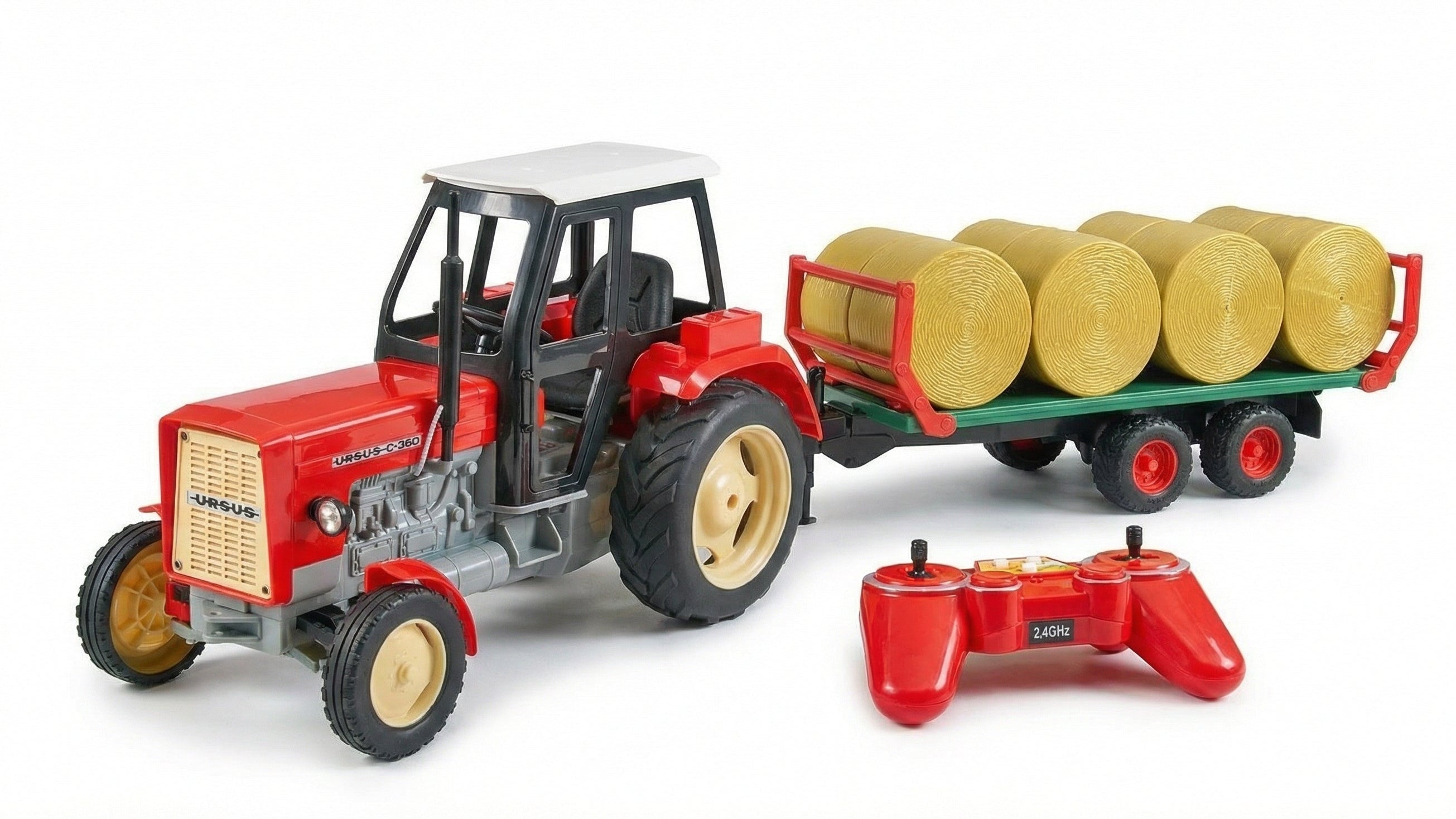 Zestaw: Traktor RC Ursus C360 + Przyczepa z balotami BRUDER